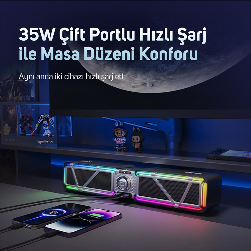 Divoom D-base 30W Masaüstü Bluetooth Siyah Gaming Hoparlör