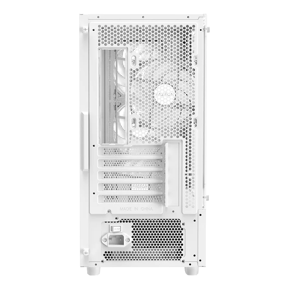 FAZEON F1 650W 80+ Bronze Tempered Glass Mesh 4x Rainbow Fanlı Beyaz mATX Bilgisayar Kasası