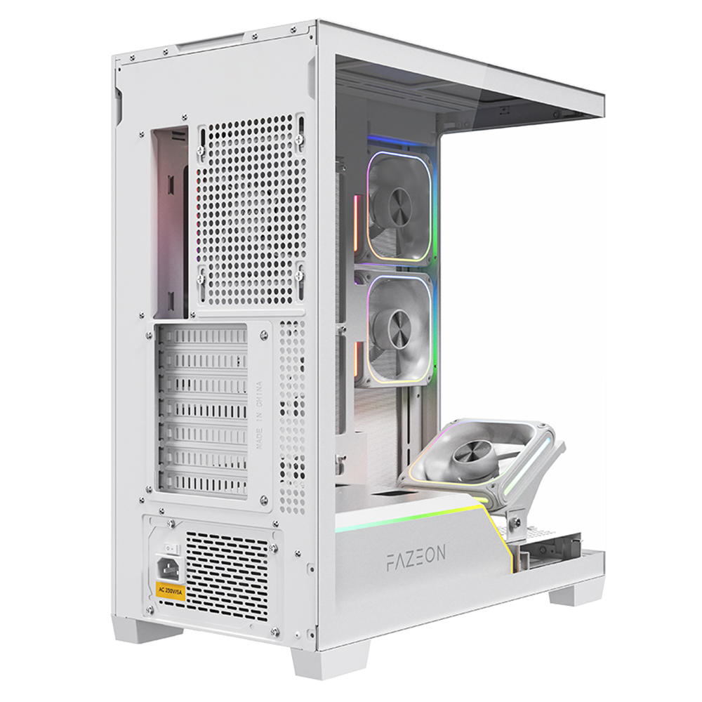FAZEON F14 750W 80+ Bronze Full Modular Gen5 Tempered Glass Mesh 4x120mm ARGB Fanlı Type-C Beyaz ATX Bilgisayar Kasası