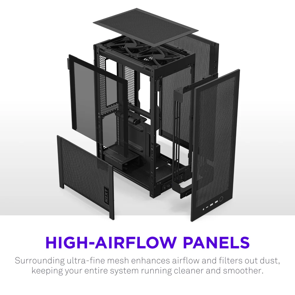 NZXT H2 Flow USB 3.2 USB-C Siyah Mini ITX Kasa