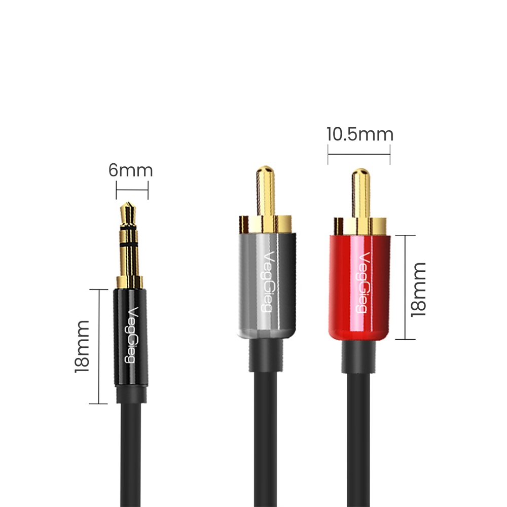VegGieg 3.5mm AUX RCA Ses Kablosu 10 Metre