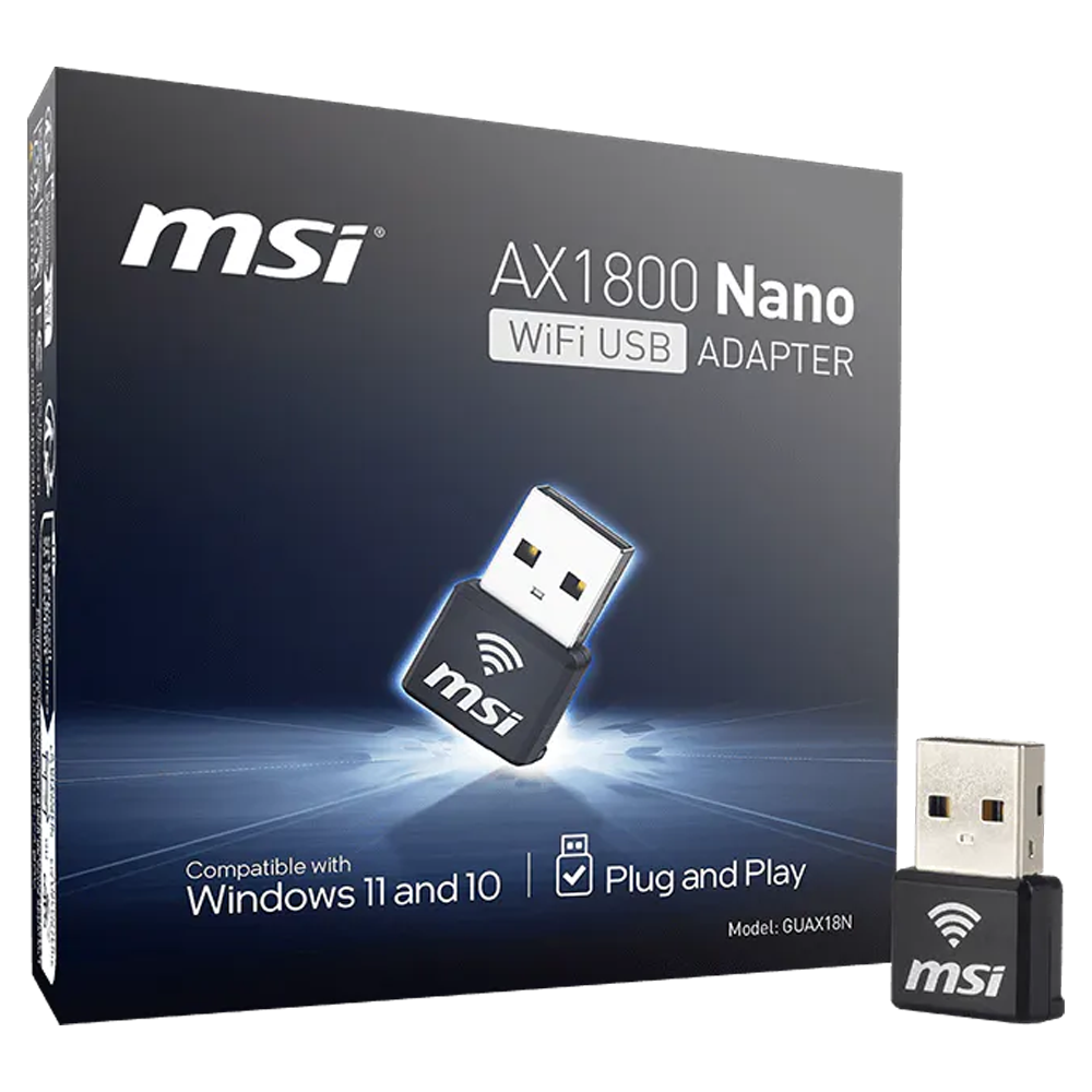 MSI AX1800 NANO WIFI 1201 Mbps 2.4GHz/5GHz WİFİ 6 USB Adaptör