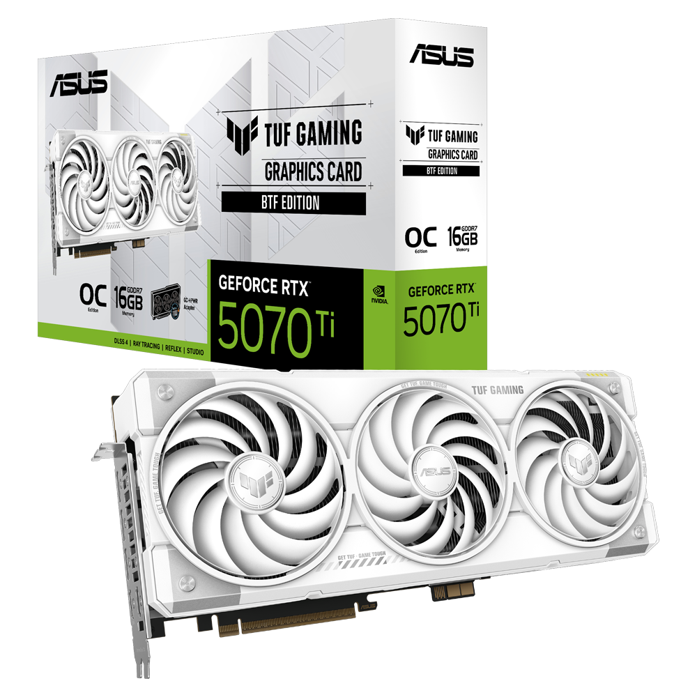 ASUS TUF Gaming GeForce RTX 5070 Ti BTF WHITE OC Edition 16GB GDDR7 DLSS 4 256 Bit Ekran Kartı görsel 1
