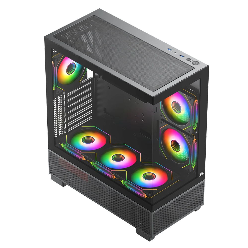 PowerBoost PB-PBE6075B 750W 80+ Bronze 6*12cm ARGB Fanlı USB 3.0 ATX Mid Tower Siyah Gaming Kasa