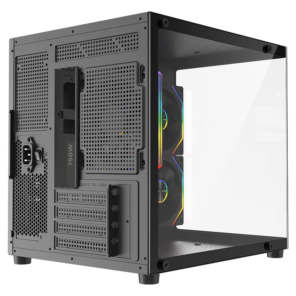 Rampage LUMID 750W 80+ Bronze Tempered Glass 3*12cm ARGB Siyah mATX Gaming Kasa