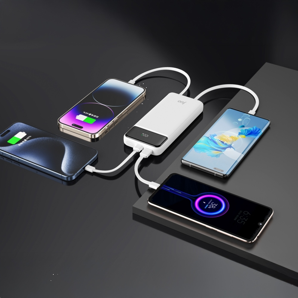 Juo JCP410-W 22.5W 10000mAH Type-C Led Ekranlı Taşınabilir Beyaz Hızlı Şarj Powerbank