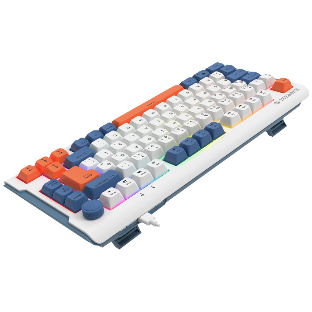 Everest KB-75 Smooth Membrane Switch RGB Beyaz/Mavi/Turuncu Kablolu Gaming Klavye