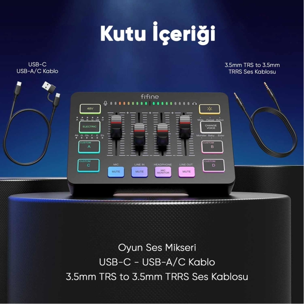 Fifine SC3 USB Beyaz Stüdyo Kayıt Ses Kartı