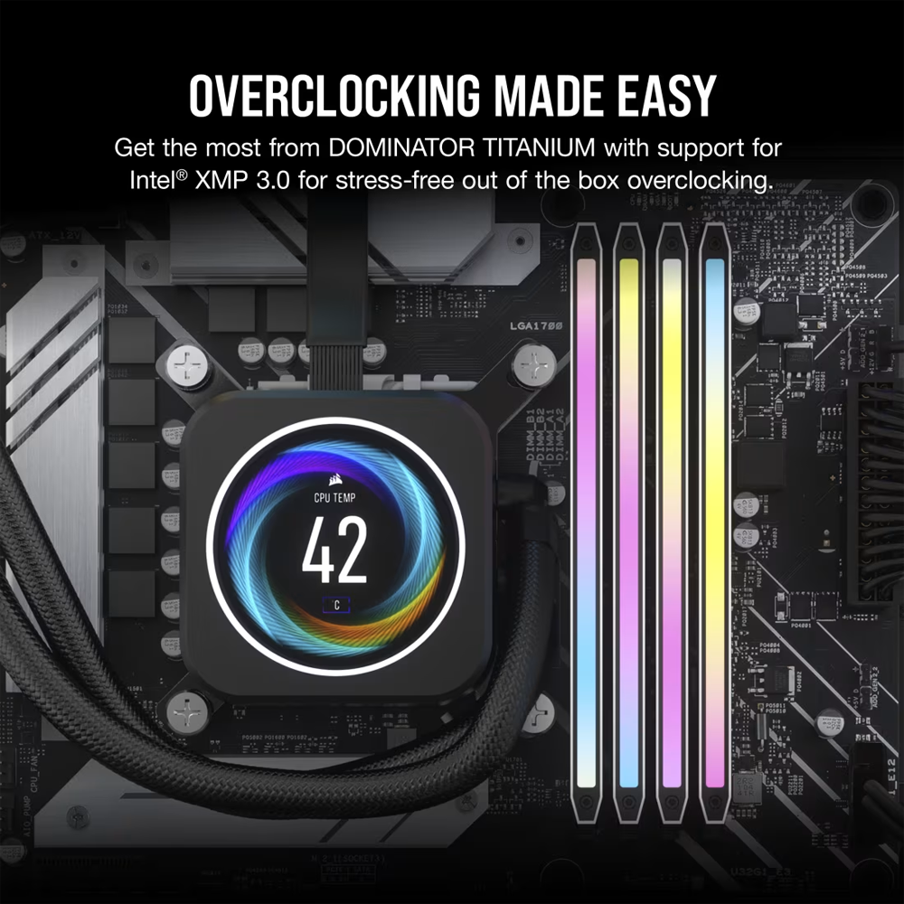 CORSAIR 32GB (2x16GB) Dominator Titanium RGB Beyaz 6000MHz CL30 XMP/EXPO DDR5 Dual Kit Ram