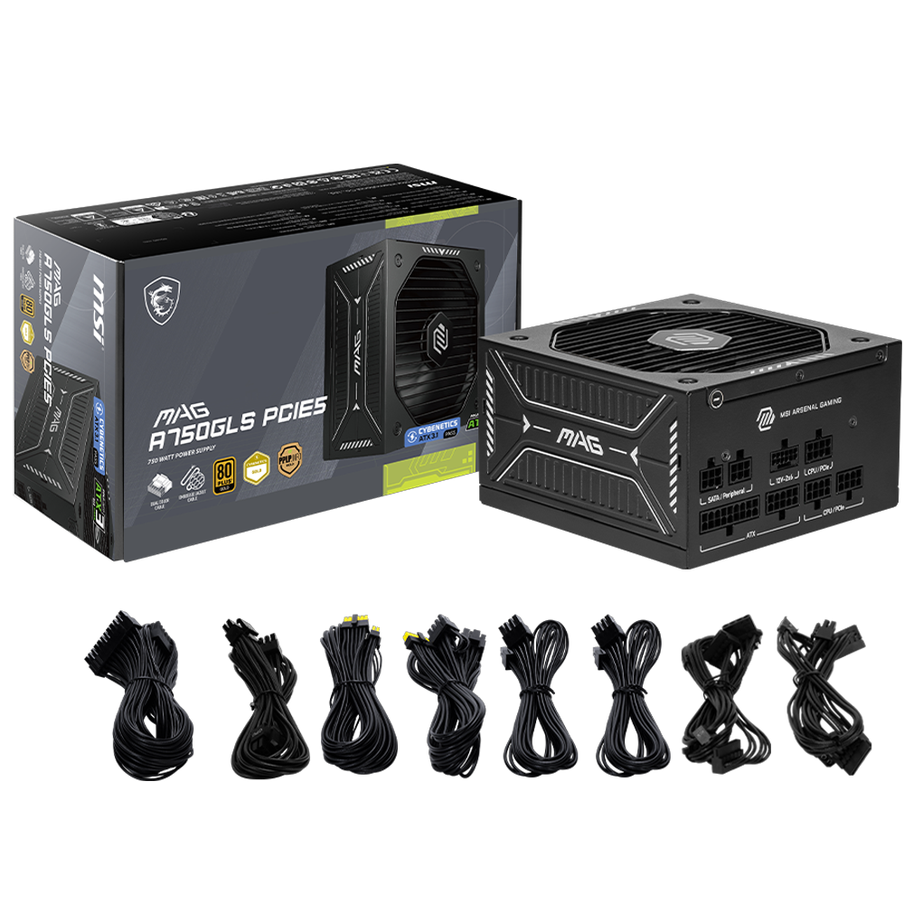 MSI MAG A750GLS 750W 80+ Gold GEN 5.1 3.1 Full Modüler 135mm Fanlı PSU