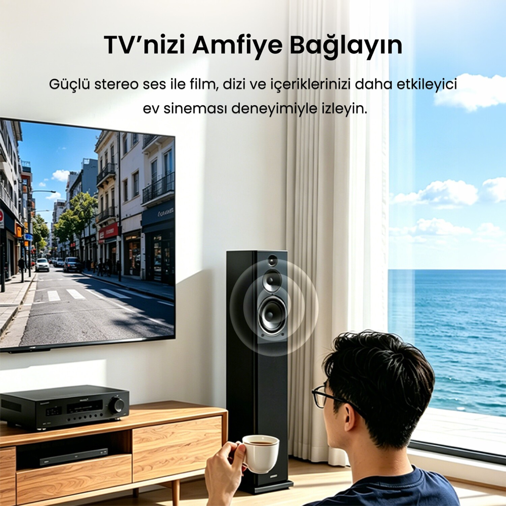 VegGieg 3.5mm AUX RCA Hi-Fi Ses Kablosu 3 Metre