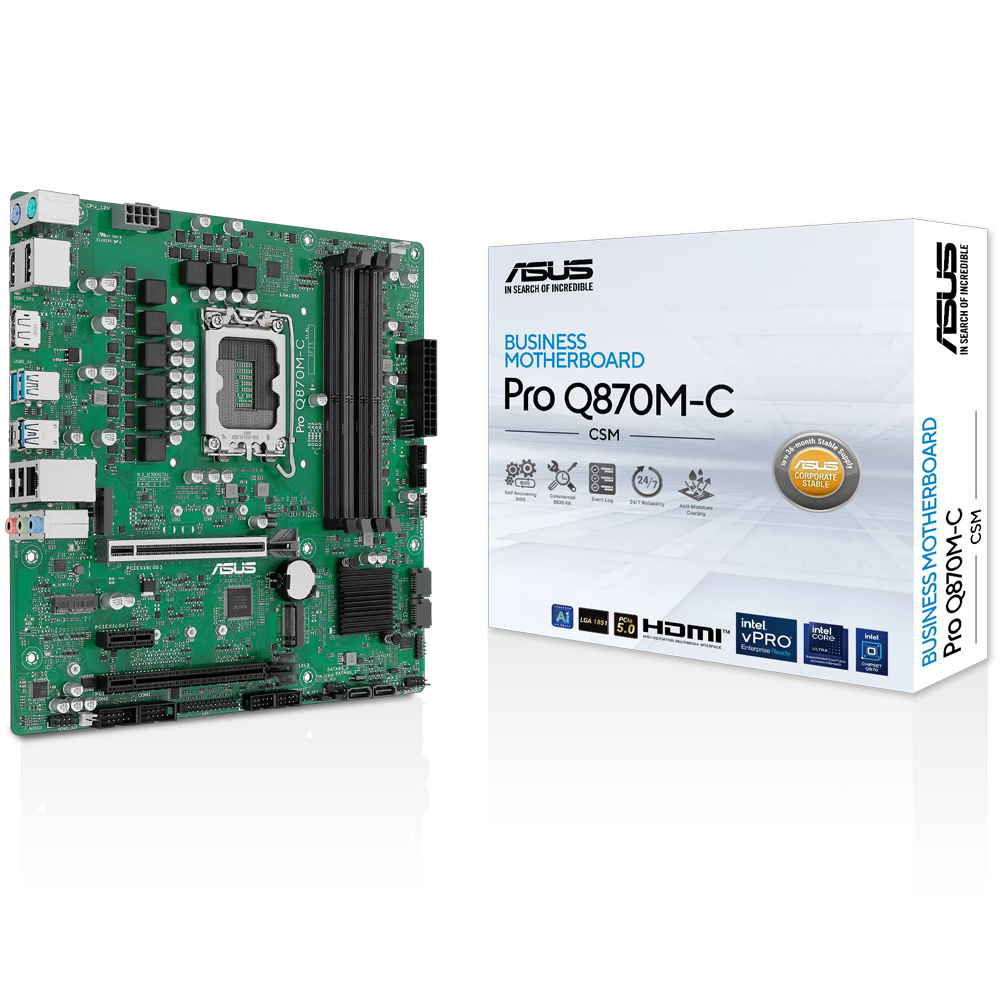 ASUS PRO Q870M-C-CSM 6400MHz OC DDR5 Soket 1851 M.2 DP HDMI mATX Anakart görsel 1