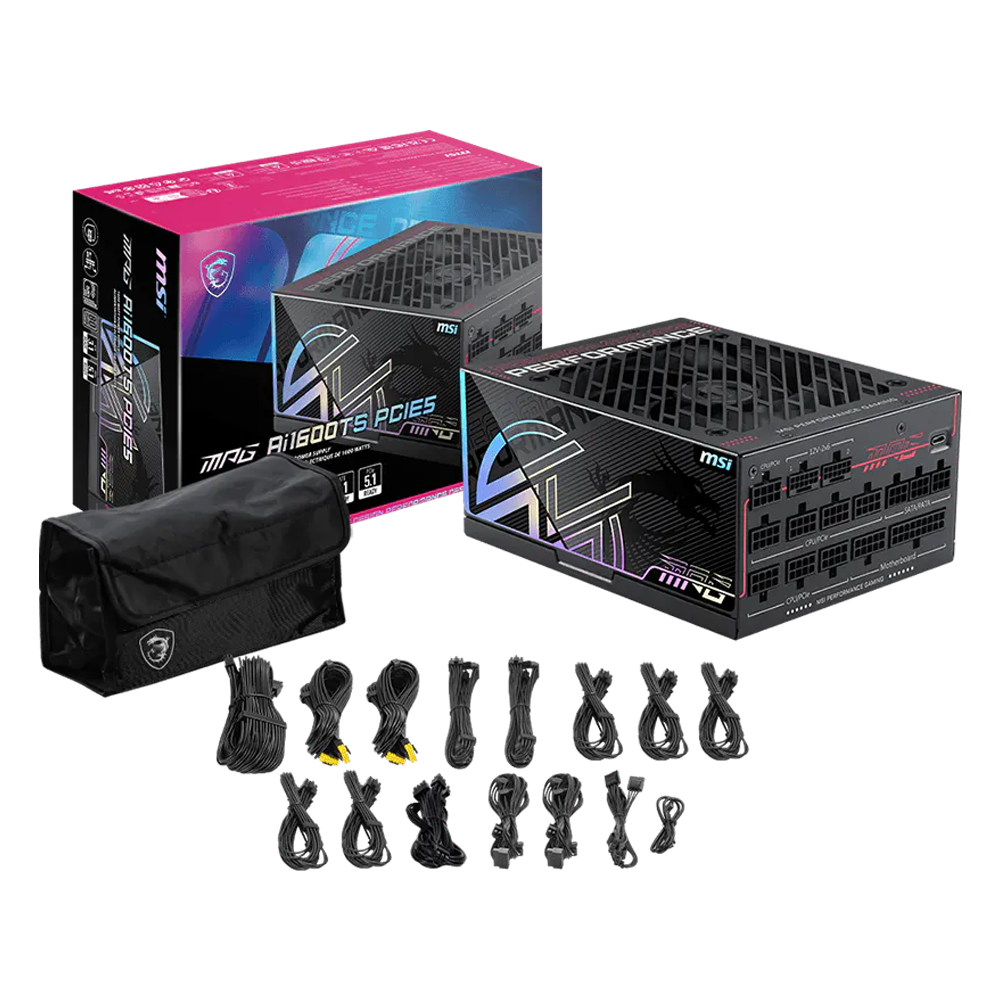 MSI MPG AI1600TS PCIE5 1600W 80+ Titanium ATX 3.1 GEN 5.1 Full Modüler PSU