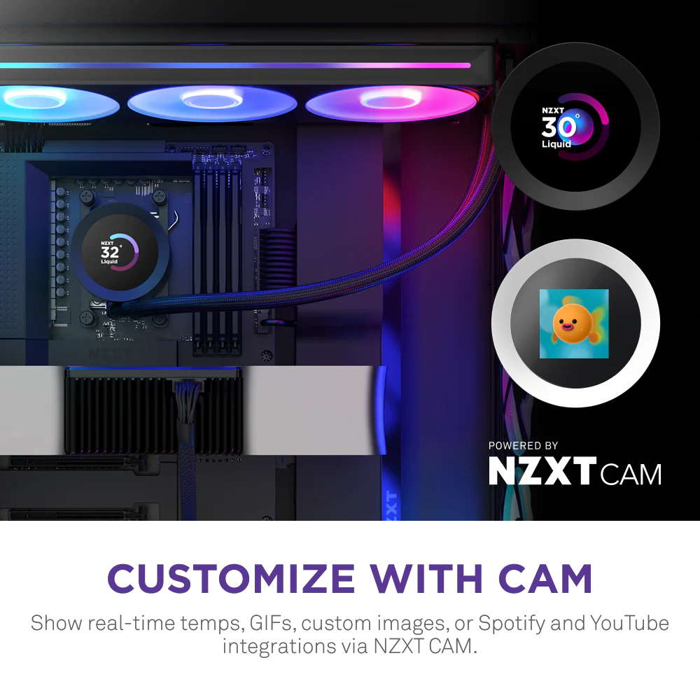 NZXT Kraken Plus 360 AIO LCD 360mm RGB Siyah Sivi Islemci