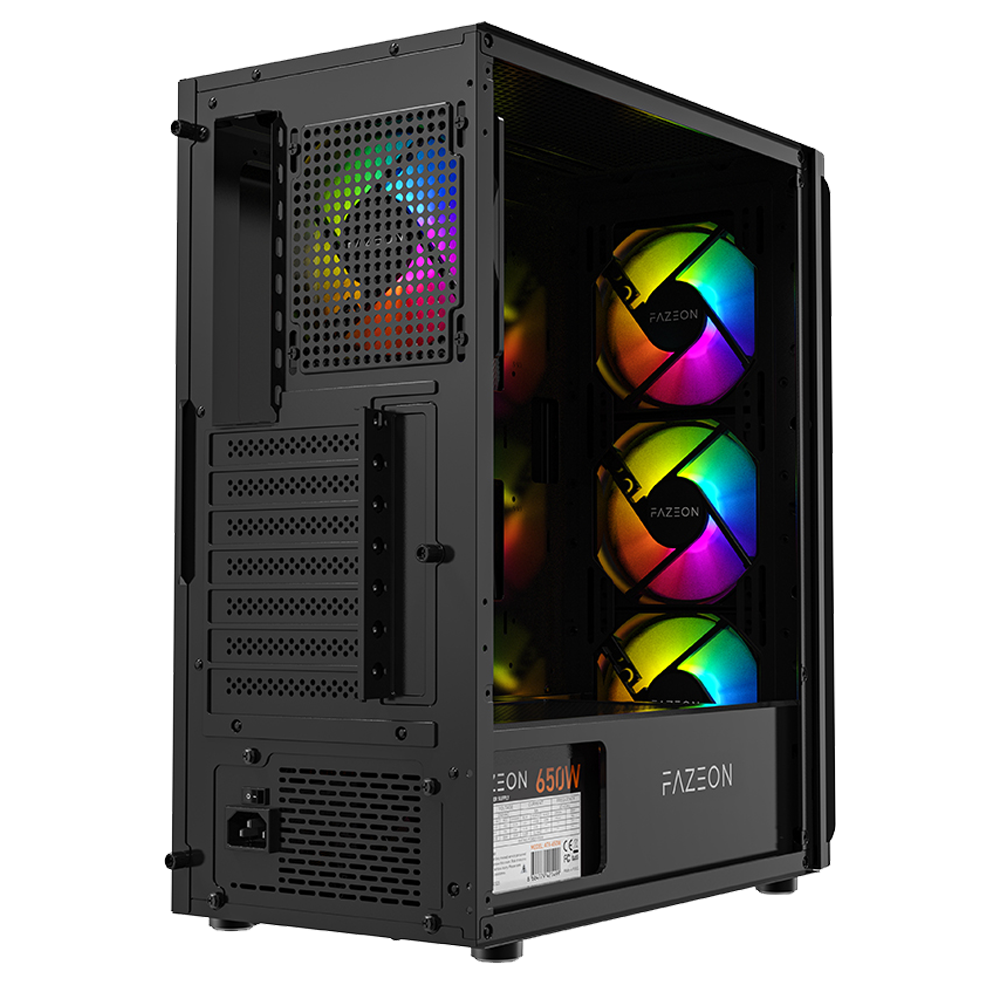 FAZEON F20 650W 80+ Bronze Tempered Glass Mesh ARGB Fanlı USB 3.0 Siyah E-ATX Bilgisayar Kasası