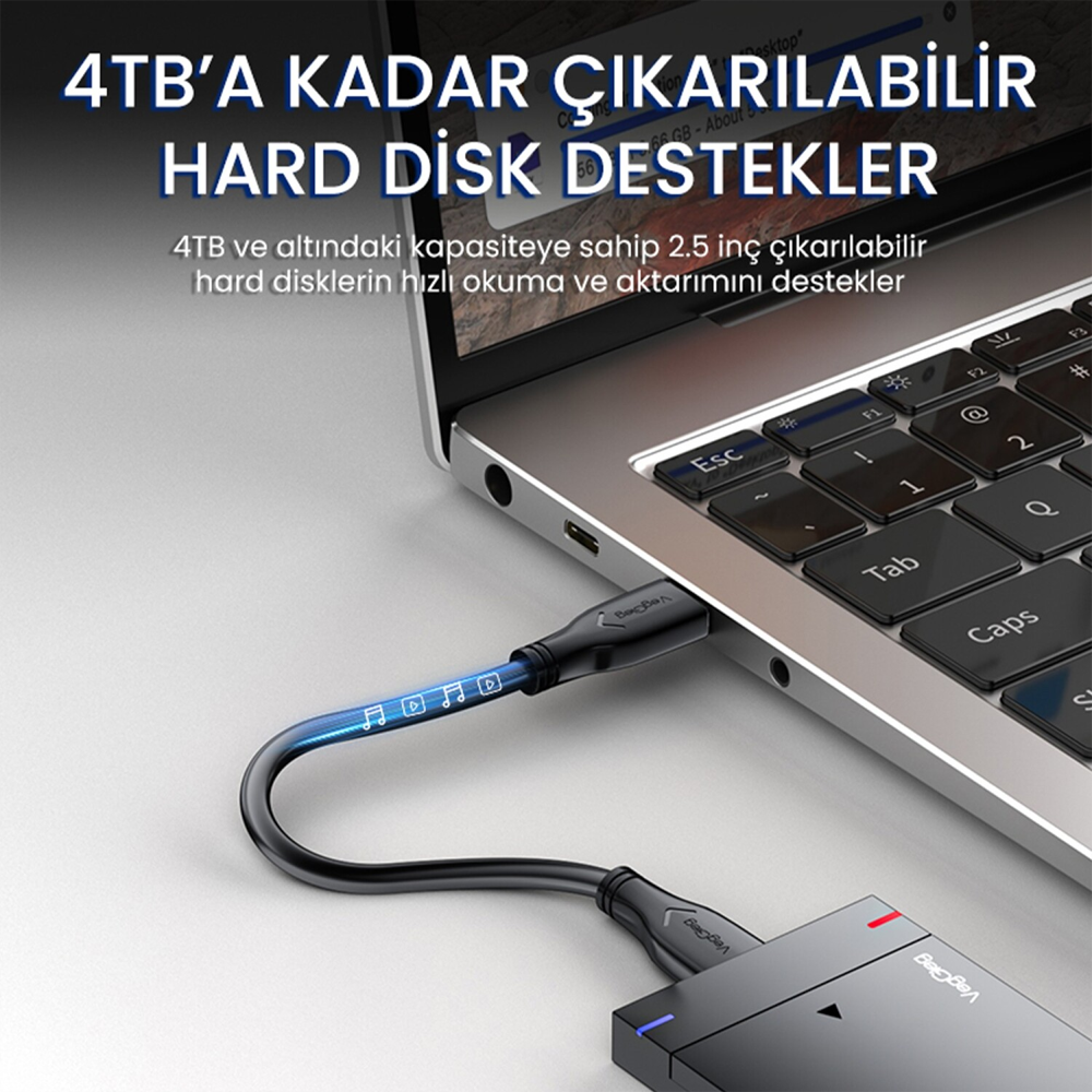 VegGieg USB 3.0 Micro B Şarj ve Data HDD Kablosu 1.5 Metre