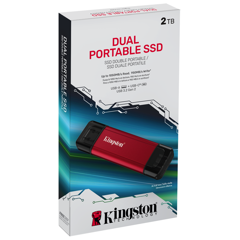 Kingston SPSD 2TB USB 3.2 Type-C Taşınabilir Harici SSD 1050MB Okuma/950MB Yazma