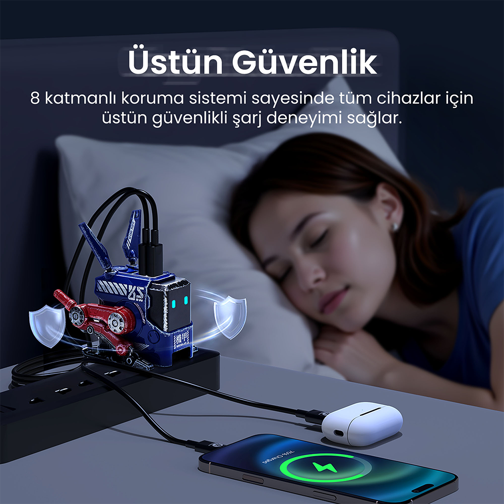 GravaStar Alpha65 Robot Figürlü 65W Blaze Blue Hızlı Şarj Adaptörü