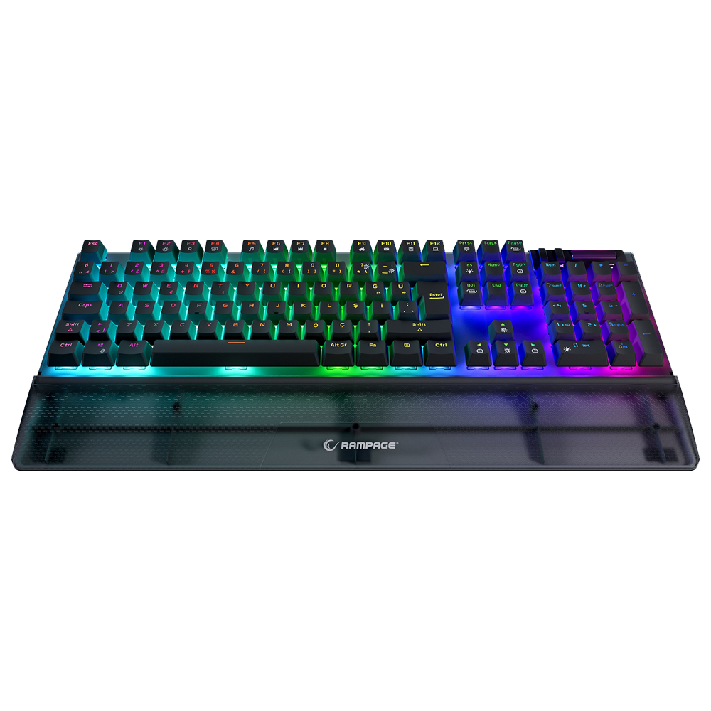 Rampage CARBON Siyah USB Türkçe Bilek Destekli  RGB Red Switch Gaming Klavye