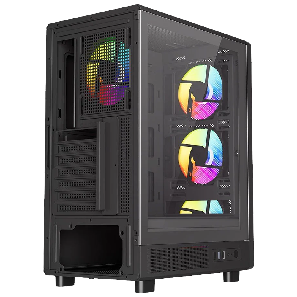 PowerBoost PB-A600B 600W 80+ USB 3.0 Rainbow Fanlı Mesh ATX Mid Tower Siyah Kasa 