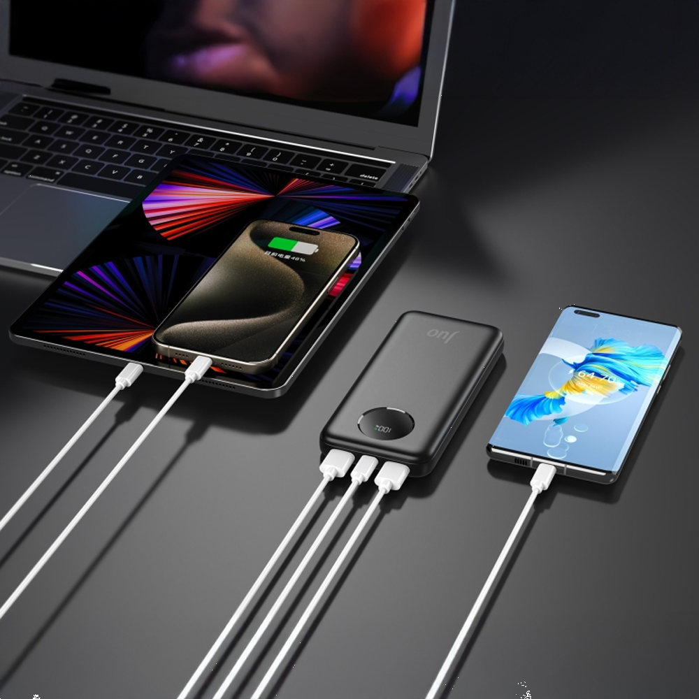 Juo JLP210-W 22.5W 10000mAH Led Ekranlı Taşınabilir Beyaz Hızlı Şarj Powerbank 
