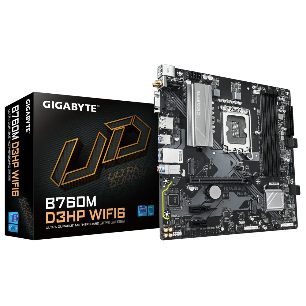 GIGABYTE B760M D3HP WIFI6 5600MHz(OC) DDR5 Soket 1700 M.2 HDMI DP mATX Anakart görsel 1
