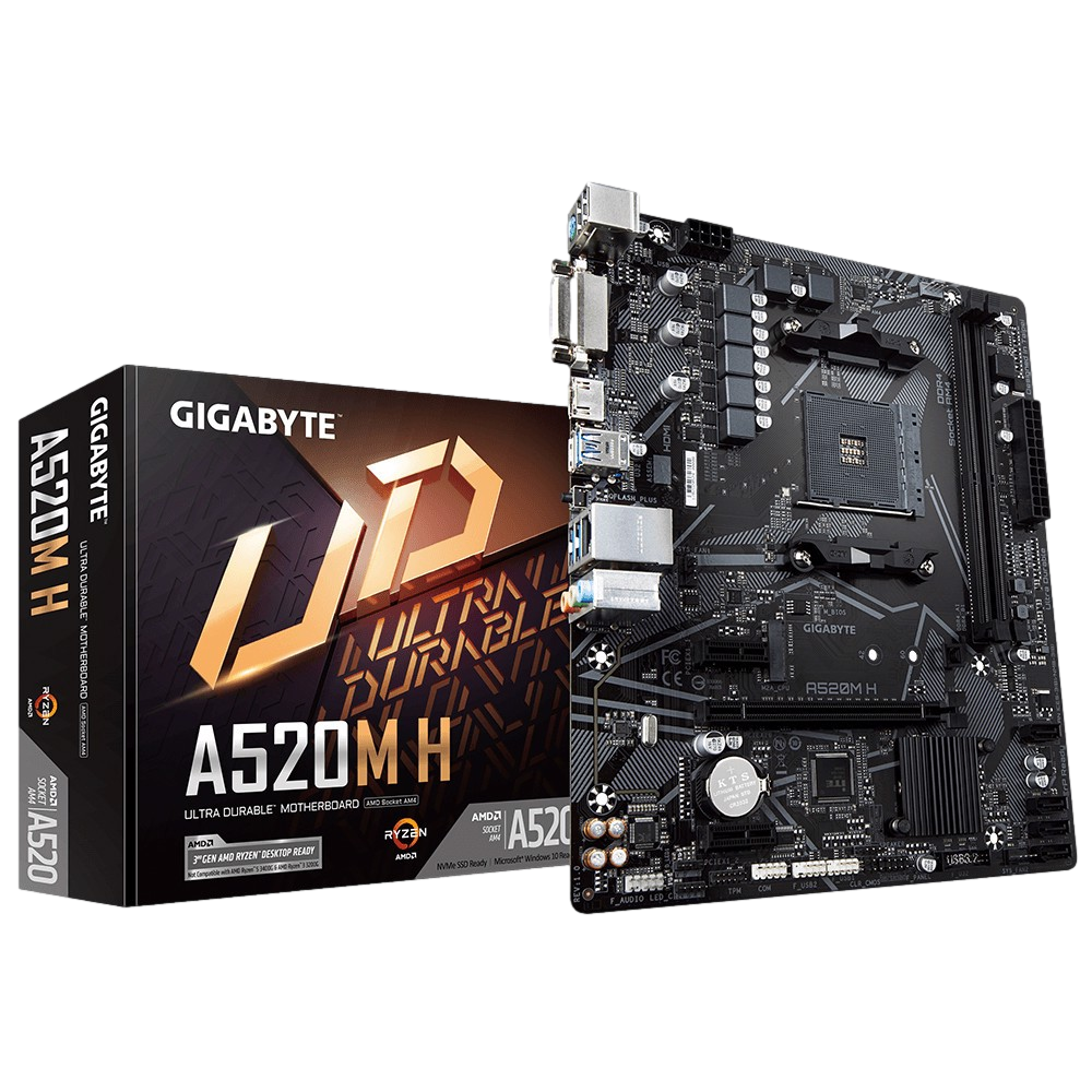 GIGABYTE A520M-H 5100Mhz(OC) DDR4 Soket AM4 M.2 DVI HDMI mATX Anakart görsel 1