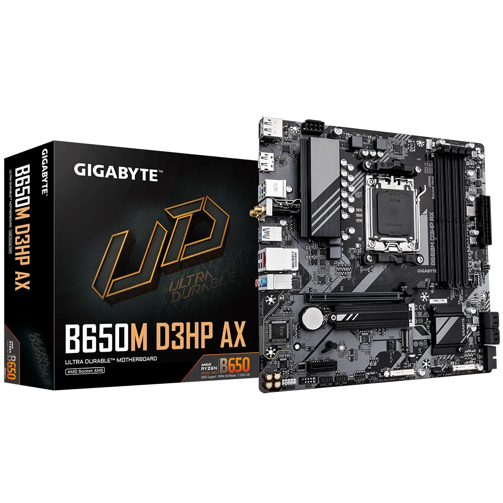 GIGABYTE B650M D3HP AX 8000MHz(OC) DDR5 Soket AM5 M.2 HDMI DP mATX Anakart görsel 1