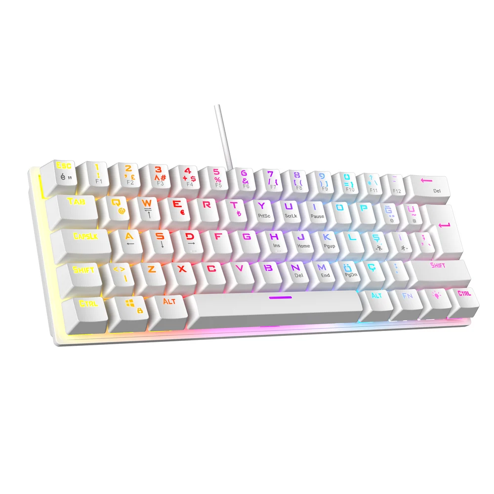 Rampage ALLY K11 Blue Switch Rainbow Kablolu Beyaz Mekanik Gaming Klavye