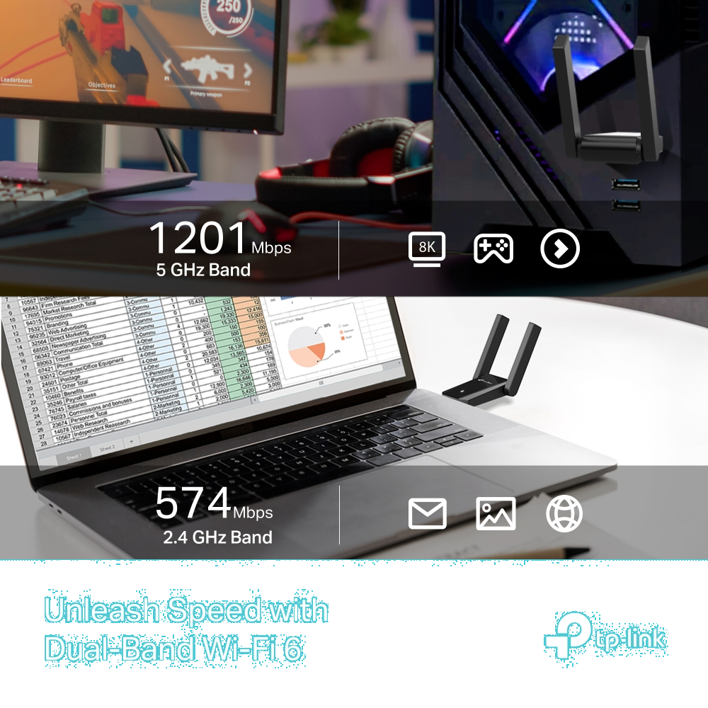 TP-LINK ARCHER TX30U PLUS AX1800 Yüksek Kazançlı Wireless Dual Bant USB Adaptör