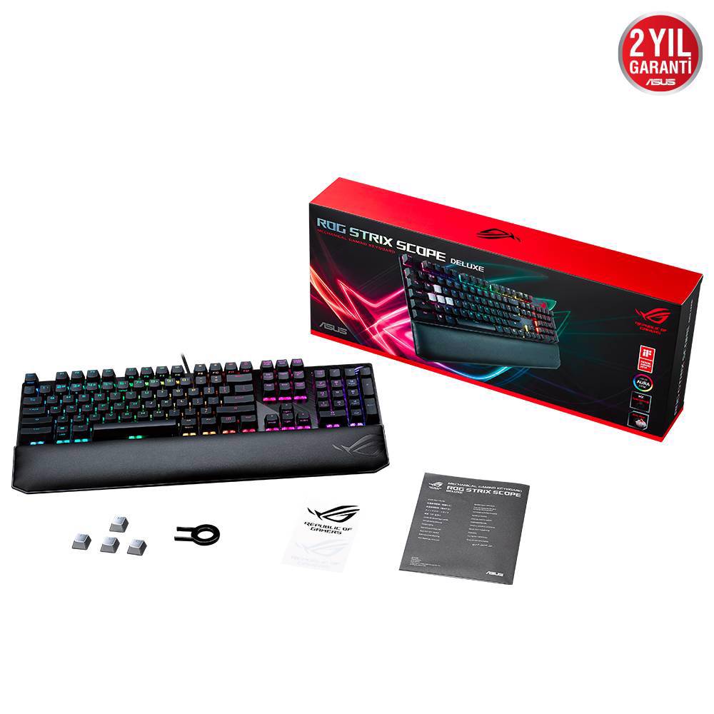 ASUS ROG STRIX Scope Deluxe ROG NX Red Türkçe RGB Mekanik Gaming Klavye