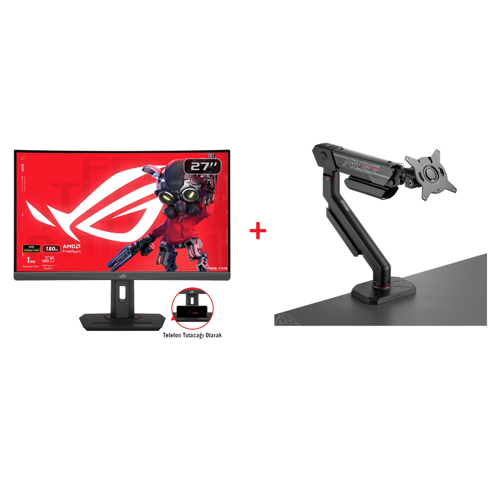 ASUS ROG STRIX XG27WCS 27" Monitör + ROG Ergo 49" Askı Aparatı Bundle Paket