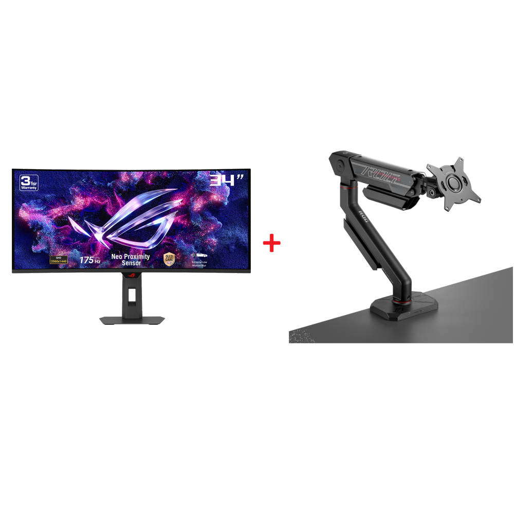 ASUS ROG STRIX XG34WCDG 27" OLED Monitör + ROG Ergo 49" Askı Aparatı Bundle Paket