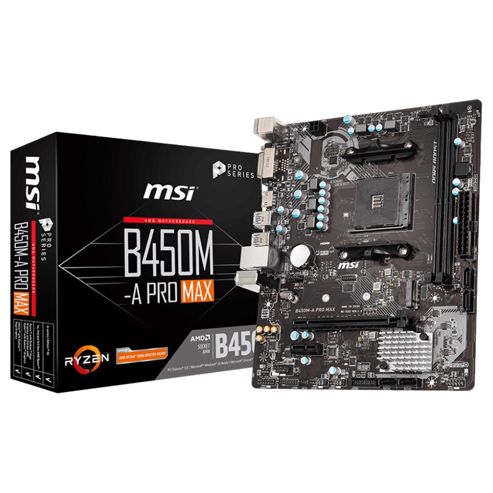 MSI B450M-A PRO MAX 4133MHz(OC) DDR4 Soket AM4 M.2 HDMI DVI mATX Anakart görsel 1