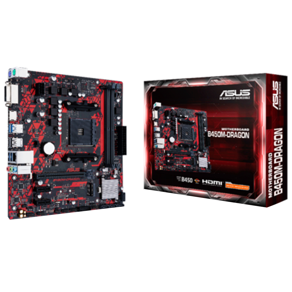 ASUS B450M DRAGON 4400MHz(OC) DDR4 Soket AM4 M.2 HDMI DVI mATX Anakart görsel 1