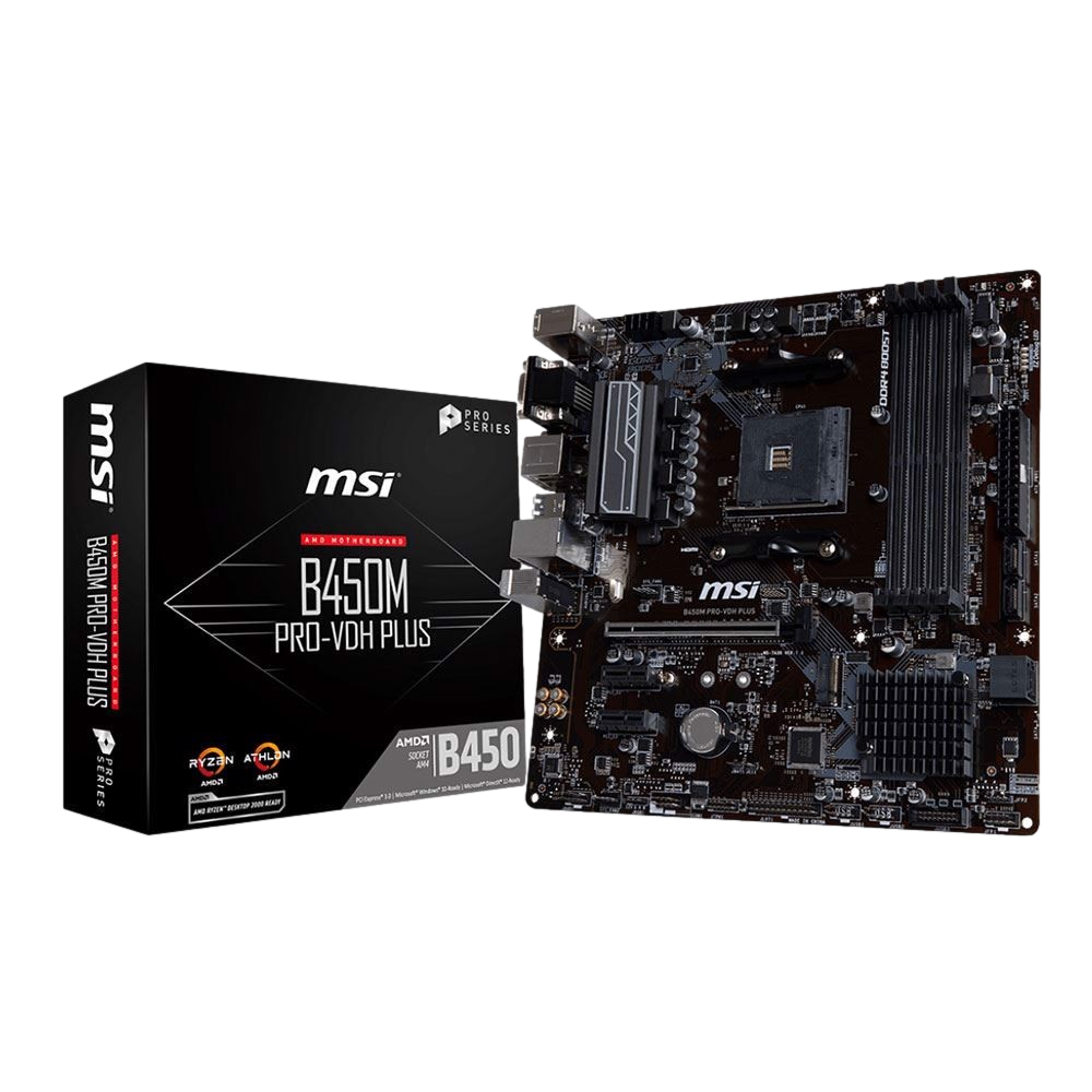 MSI B450M PRO-VDH PLUS 3466MHz(OC) DDR4 Soket AM4 M.2 HDMI DVI VGA mATX Anakart görsel 1