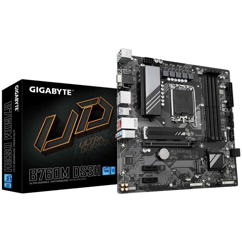 GIGABYTE B760M DS3H 7600MHz(OC) DDR5 Soket 1700 M.2 HDMI DP D-Sub mATX Anakart görsel 1