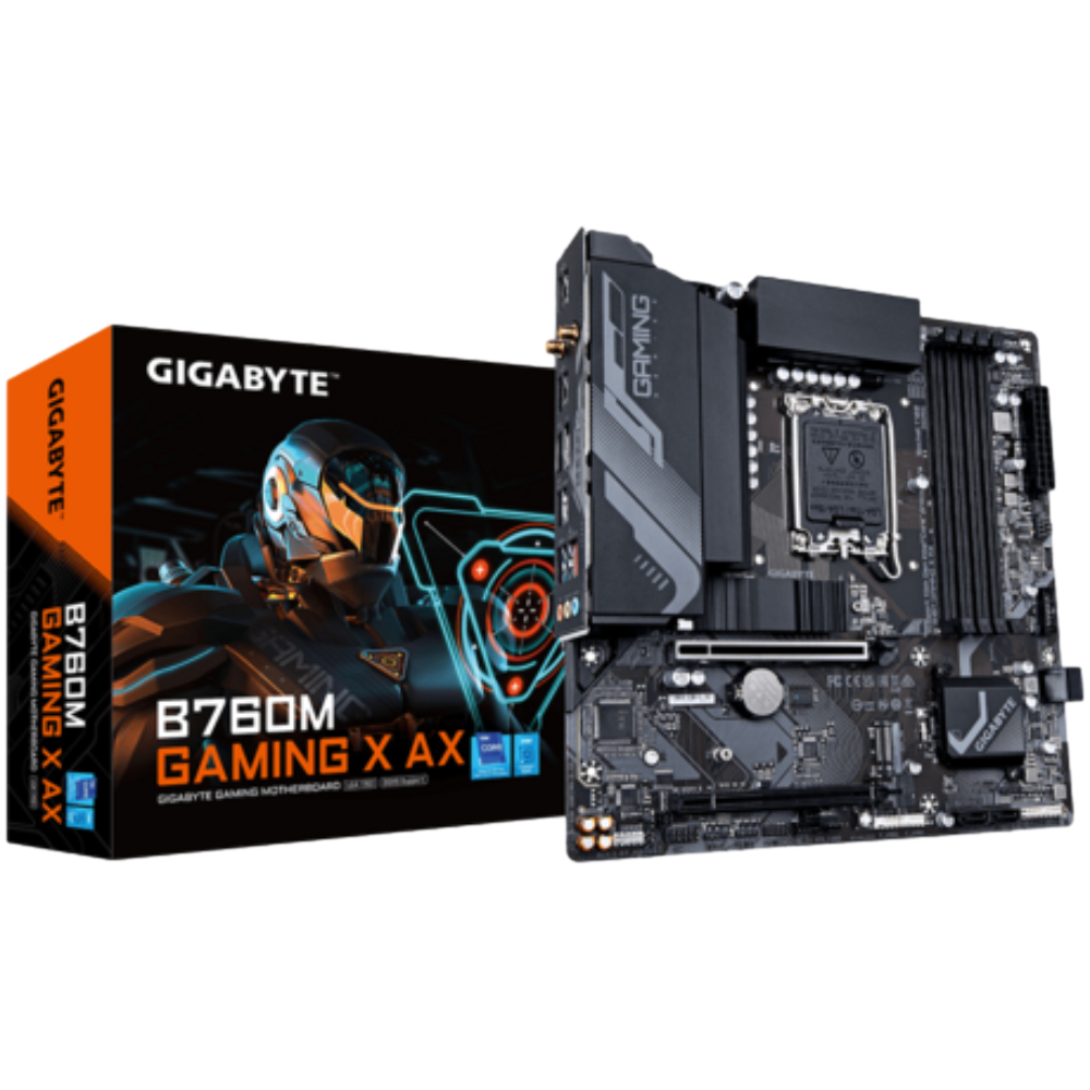 GIGABYTE B760M GAMING X AX 7600MHz(OC) DDR5 Soket 1700 M.2 HDMI DP mATX Anakart görsel 1