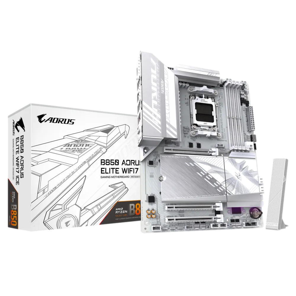 GIGABYTE B850 AORUS ELITE WIFI7 ICE 8200MHz OC DDR5 Soket AM5 M.2 USB-C HDMI DP ATX Anakart görsel 1