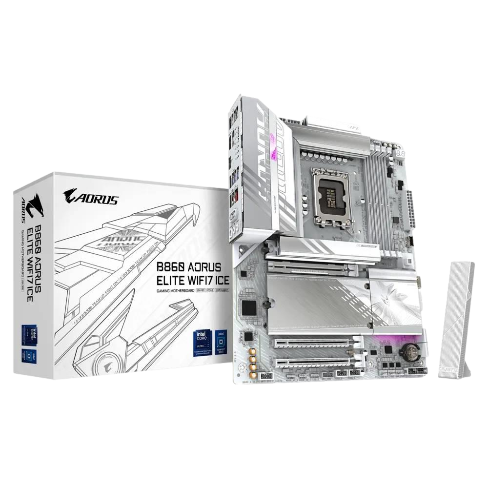 GIGABYTE B860 AORUS ELITE WIFI7 ICE 9200MHz OC DDR5 Soket 1851 M.2 USB4 HDMI DP ATX Anakart görsel 1