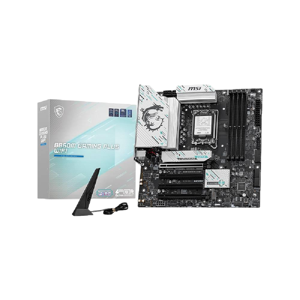 MSI B860M GAMING PLUS WIFI 8600MHz OC DDR5 Soket 1851 M.2 USB-C Thunderbolt4 HDMI DP mATX Anakart