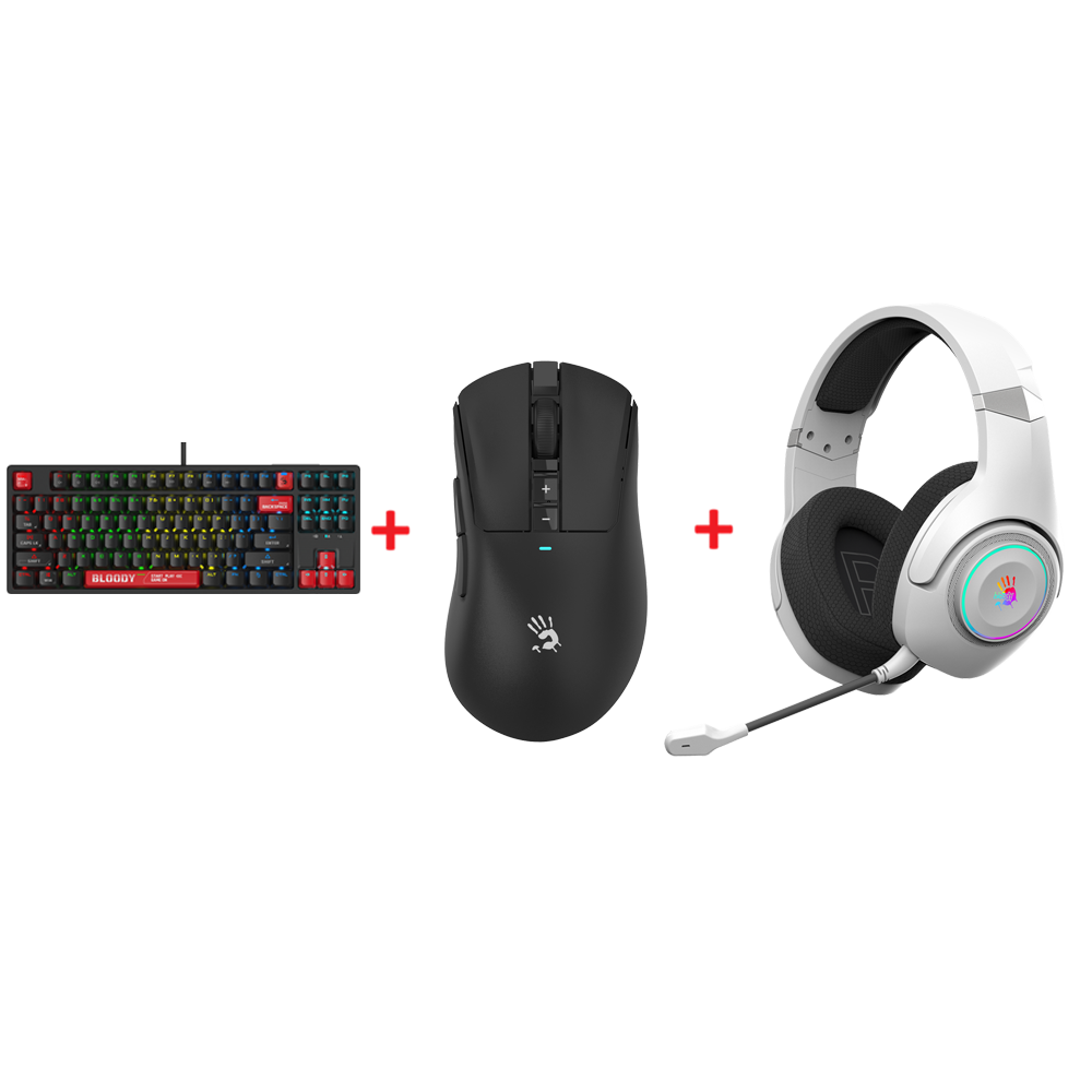 A4Tech Bloody S87 Klavye + A4Tech Bloody R73 ULTRA Mouse + A4Tech Bloody GR270 Kulaklık Bundle Paket