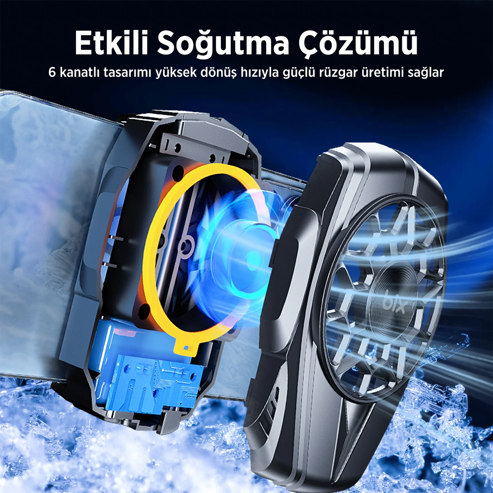 Bix BXCP04G 4.5-7" Ultra Sessiz ve Güçlü Bataryalı Telefon Soğutucu Fan