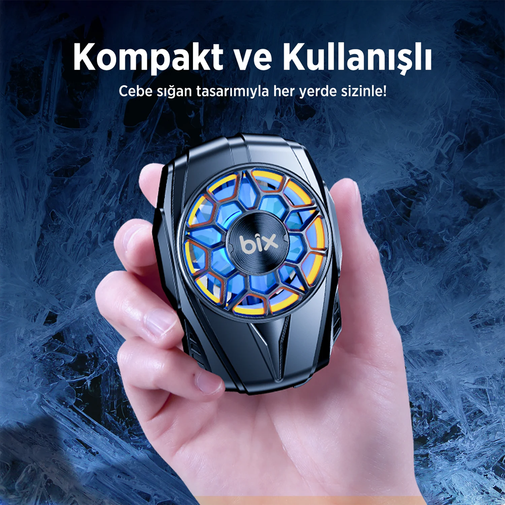 Bix BXCP04G 4.5-7" Ultra Sessiz ve Güçlü Bataryalı Telefon Soğutucu Fan
