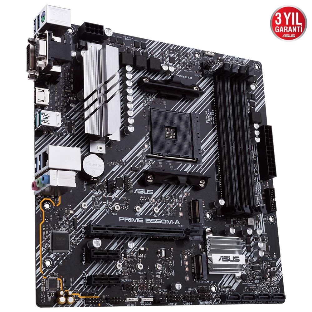 ASUS PRIME B550M-A/CSM 4600MHz OC DDR4 Soket AM4 M.2 HDMI VGA DVI mATX Anakart