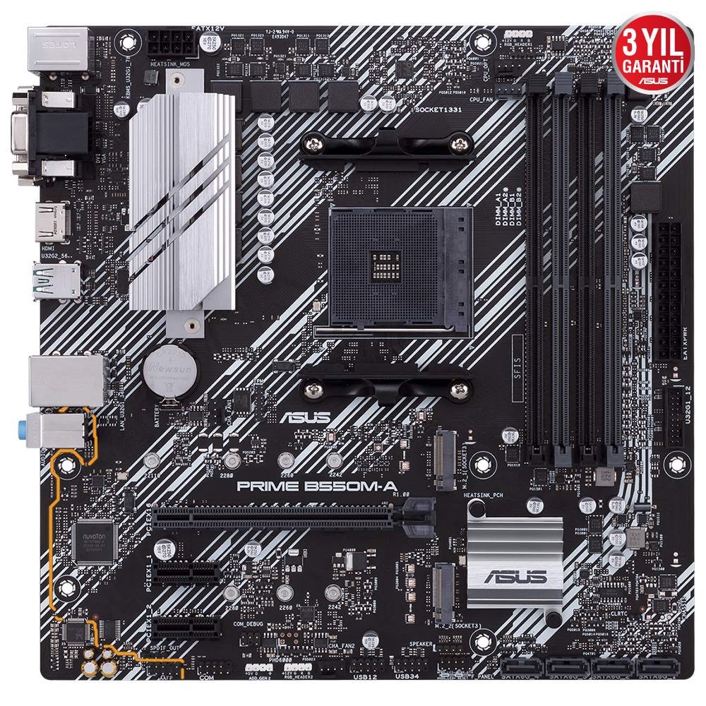 ASUS PRIME B550M-A/CSM 4600MHz OC DDR4 Soket AM4 M.2 HDMI VGA DVI mATX Anakart