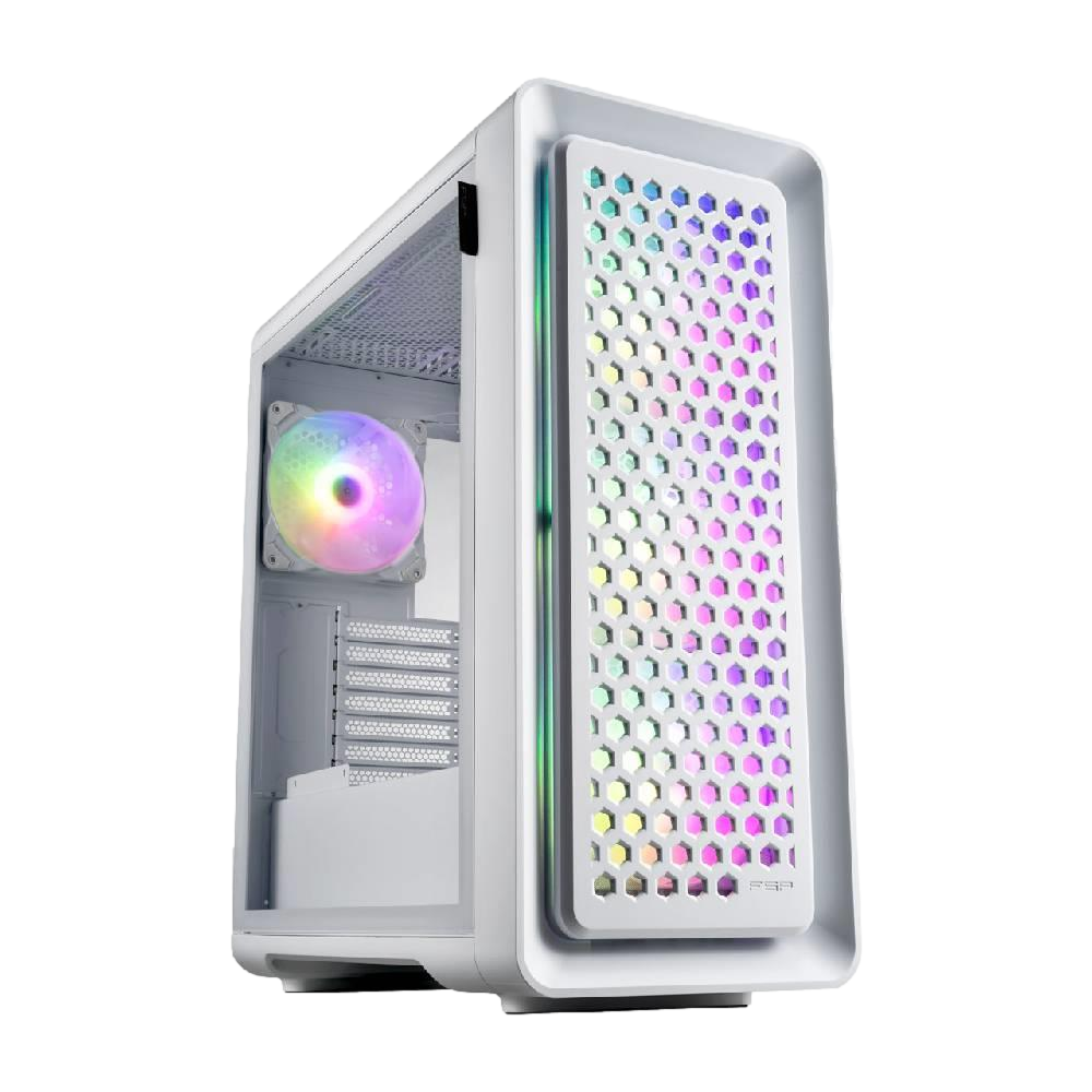 FSP CUT593P Tempered Glass Mesh USB 3.0 Type-C ARGB Beyaz ATX Mid Tower Kasa + FSP 1000W PSU
