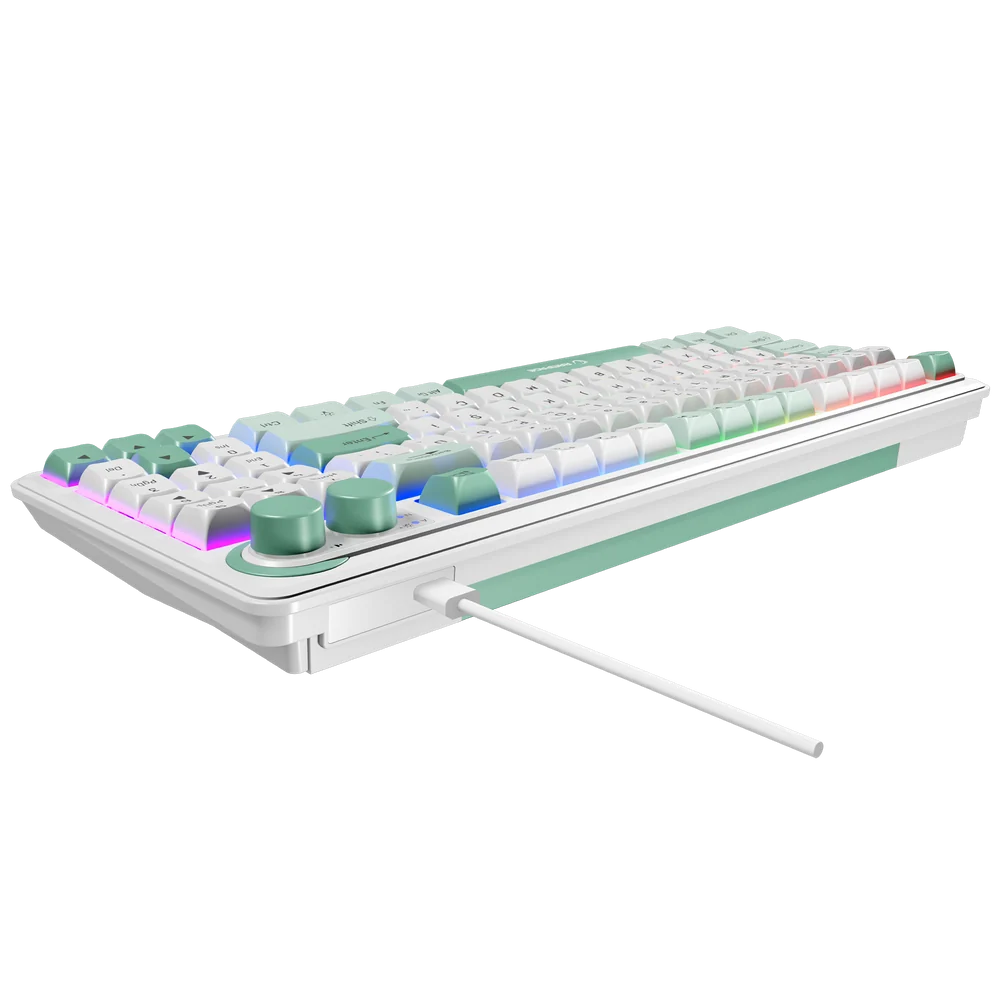 Rampage CYCLONE Beyaz/Mavi/Yeşil RGB Membrane Gaming Klavye