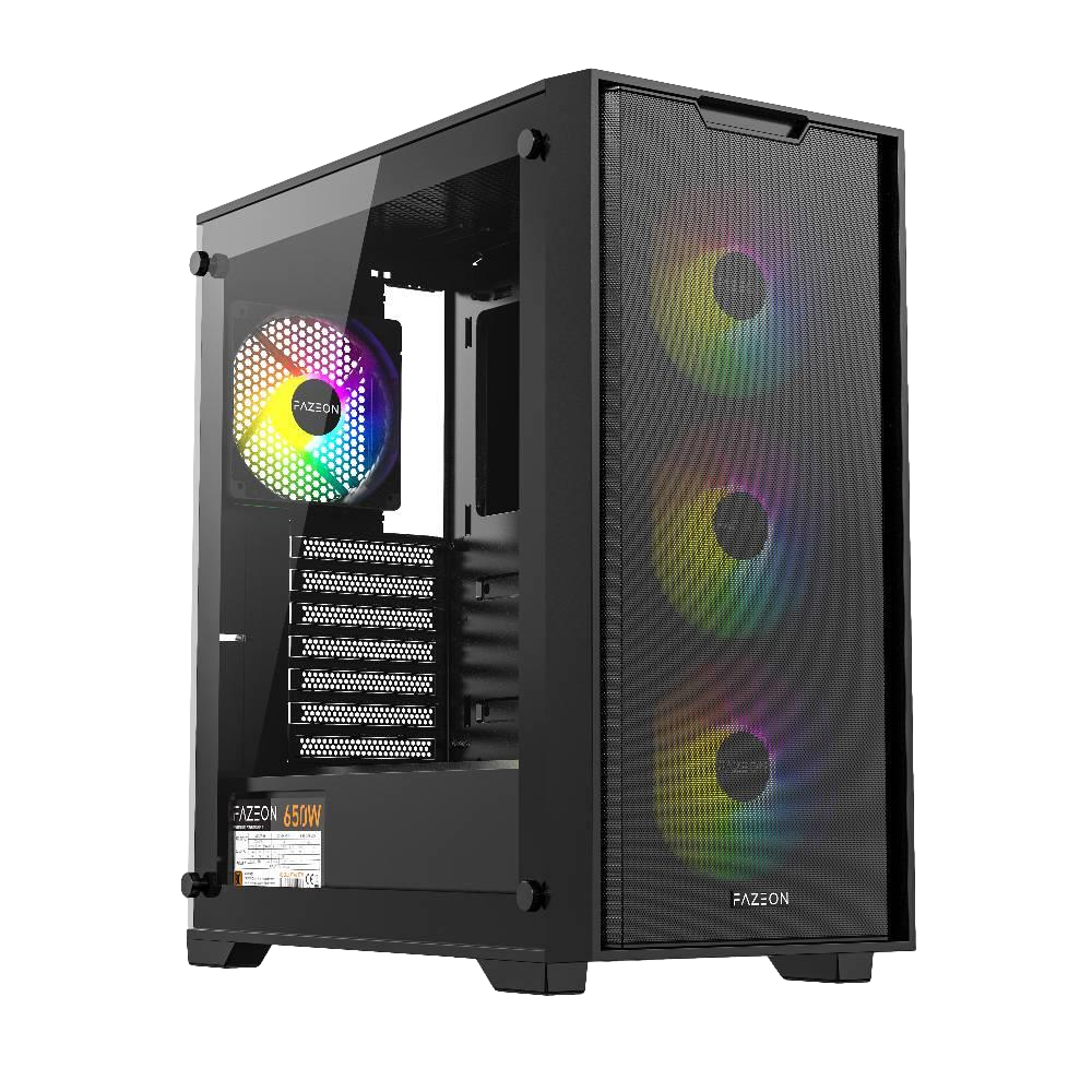 FAZEON F5 650W 80+ Bronze Tempered Glass 4x ARGB Fanlı USB 3.0 ATX Bilgisayar Kasası