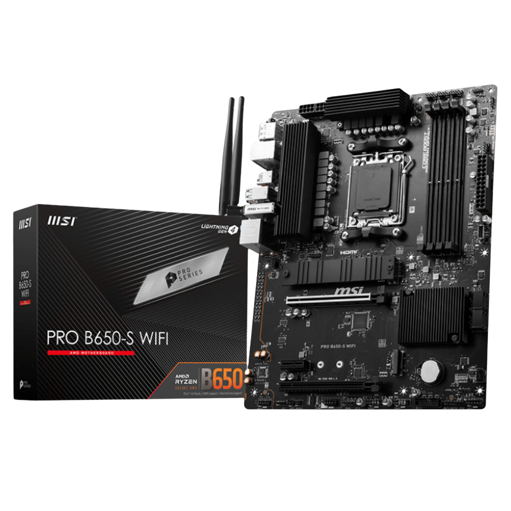 MSI PRO B650-S WIFI 7200MHz(OC) DDR5 Soket AM5 USB 3.2 M.2 HDMI DP ATX Anakart